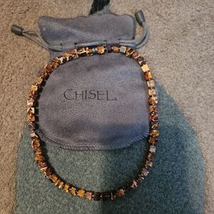 Chisel tiger eye choker necklace 17"